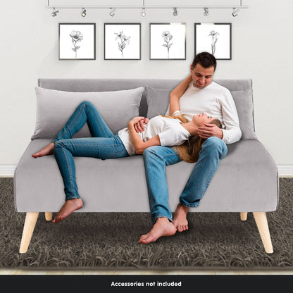 Grey Velvet Sofa Bed 121x80x75cm