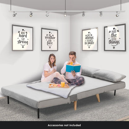 Grey Velvet Sofa Bed 121x80x75cm