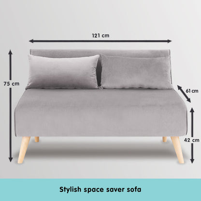 Grey Velvet Sofa Bed 121x80x75cm