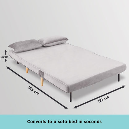 Grey Velvet Sofa Bed 121x80x75cm