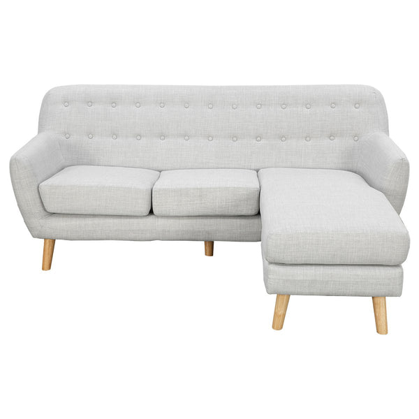  Linen Corner Wooden Sofa Lounge L-shaped with Left Chaise Light Grey