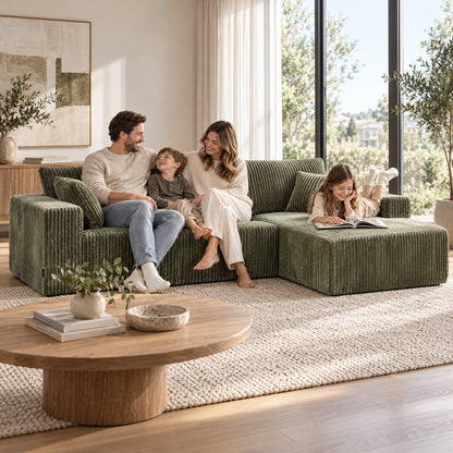 Corner Sofa Green Chaise 1x3cm