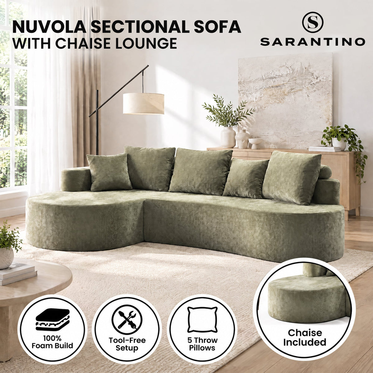 Curved Cloud Sofa Green 1x3cm