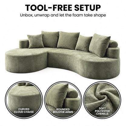 Curved Cloud Sofa Green 1x3cm