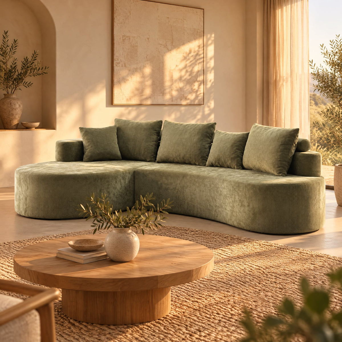 Curved Cloud Sofa Green 1x3cm