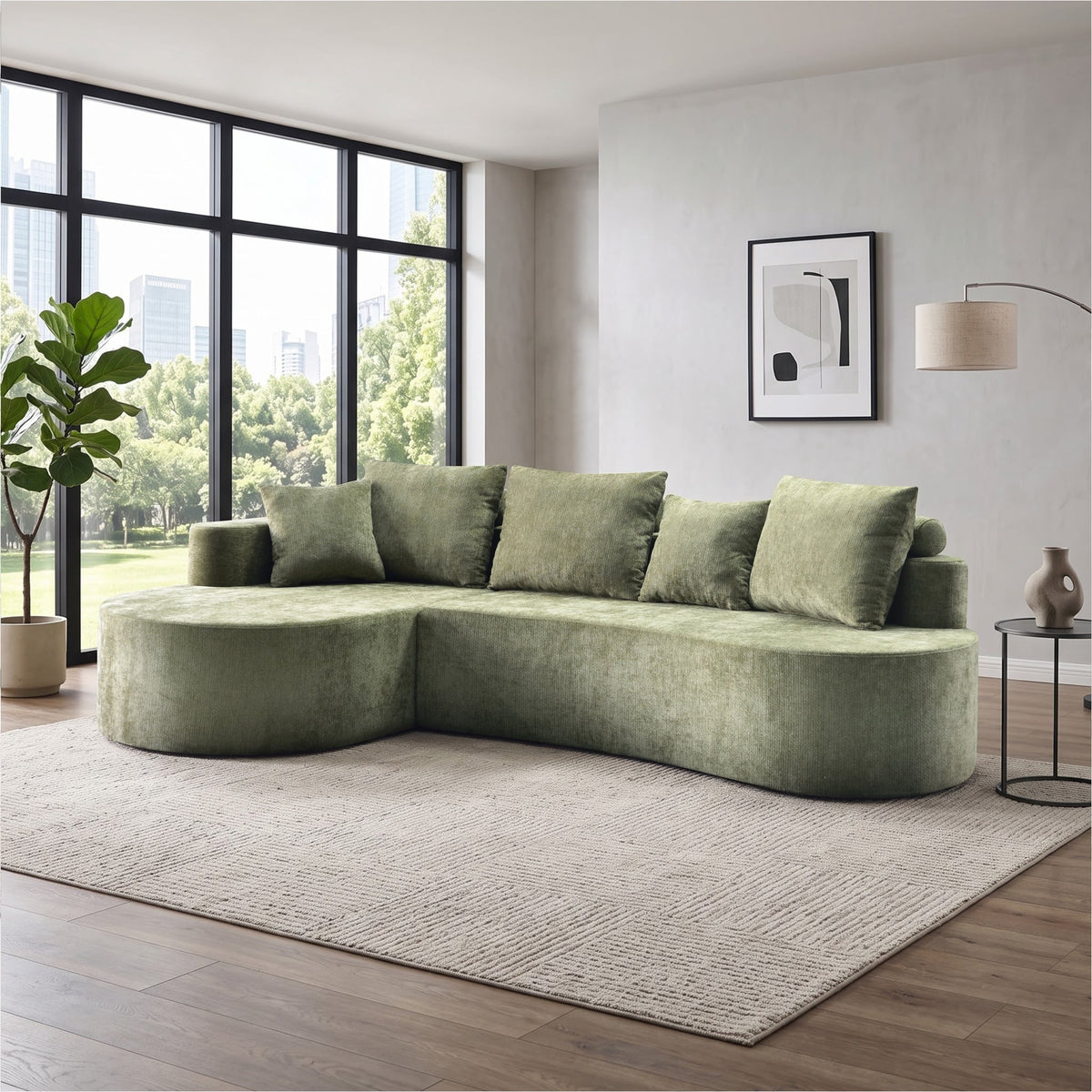 Curved Cloud Sofa Green 1x3cm