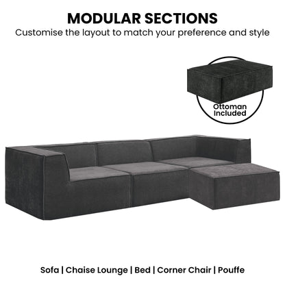 Modular Sofa Ottoman Charcoal 270x169x63cm