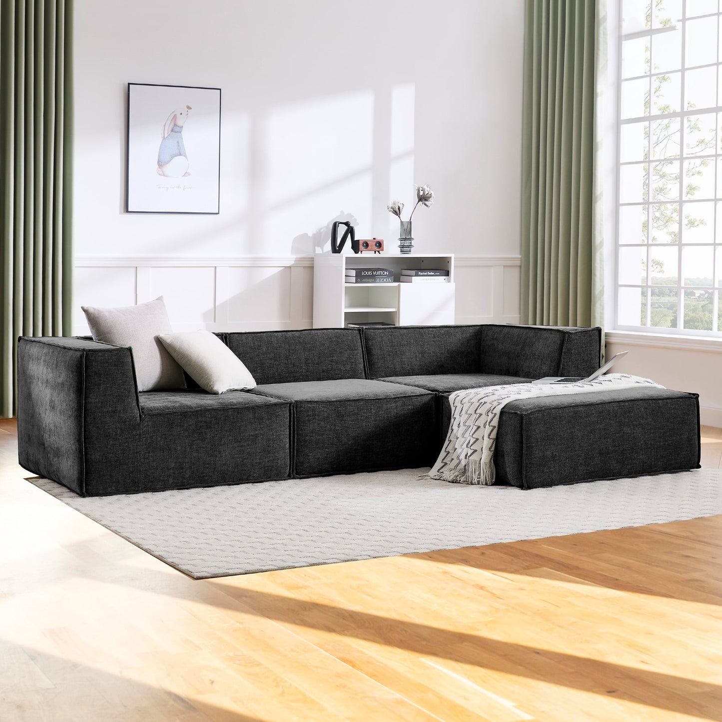 Modular Sofa Ottoman Charcoal 270x169x63cm