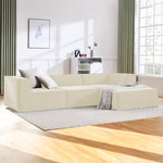 Modular 3-Seater Sofa Novi Cream with Ottoman Non-Slip Lounge Couch