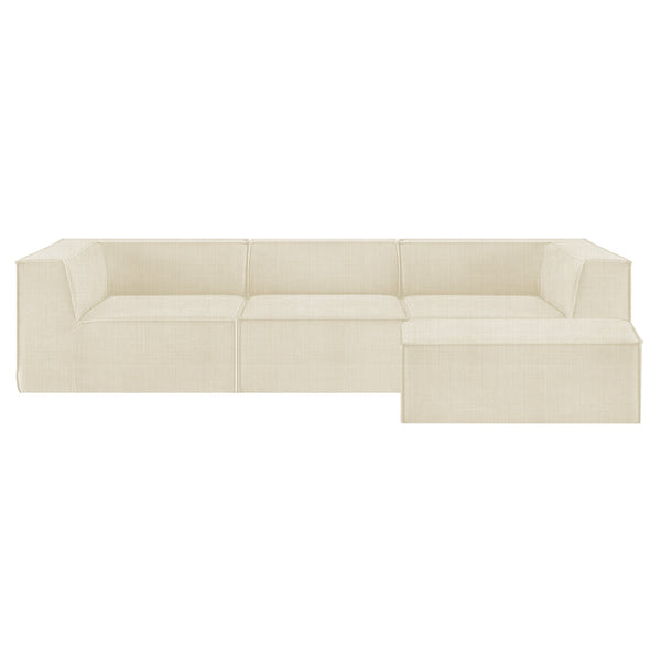  Modular 3-Seater Sofa Novi Cream with Ottoman Non-Slip Lounge Couch