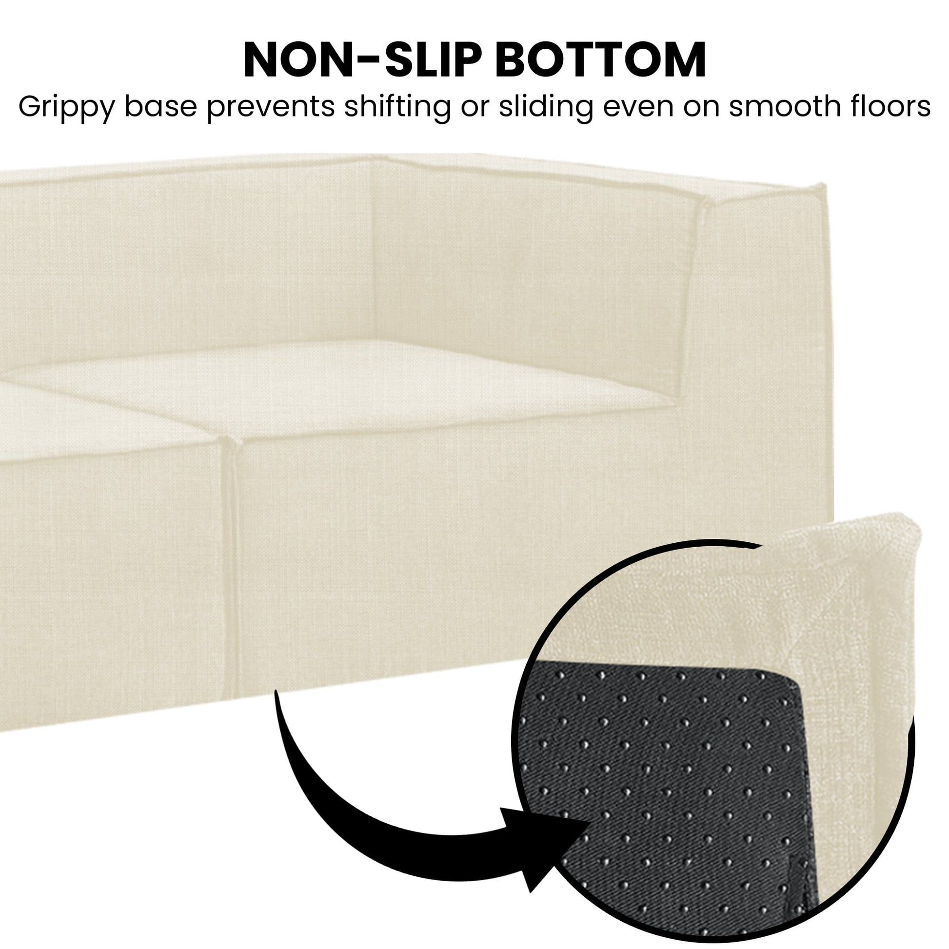 Modular 3-Seater Sofa Novi Cream with Ottoman Non-Slip Lounge Couch