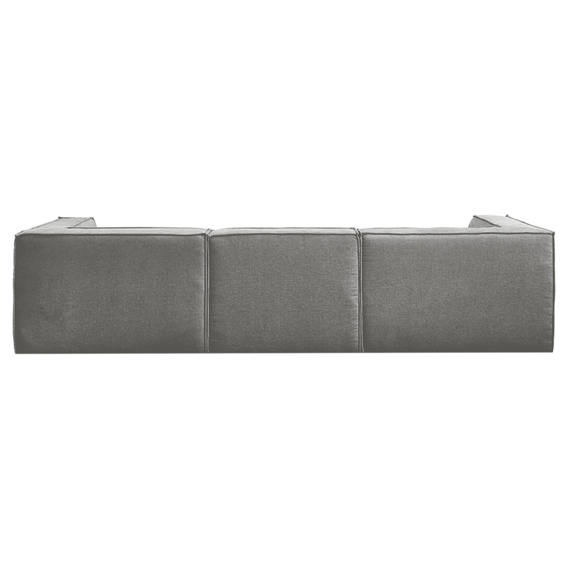 Modular 3-Seater Sofa Couch with Ottoman Grey Non-Slip Bottom