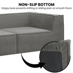 Modular 3-Seater Sofa Couch with Ottoman Grey Non-Slip Bottom