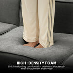 Modular 3-Seater Sofa Couch with Ottoman Grey Non-Slip Bottom