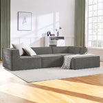 Modular 3-Seater Sofa Couch with Ottoman Grey Non-Slip Bottom
