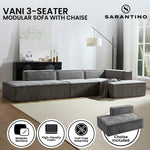 Vani 3-Seater Modular Sofa Set Dark Grey Modern Living Room Furniture