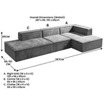 Vani 3-Seater Modular Sofa Set Dark Grey Modern Living Room Furniture