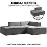 Vani 3-Seater Modular Sofa Set Dark Grey Modern Living Room Furniture