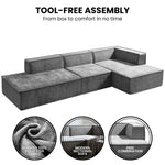 Vani 3-Seater Modular Sofa Set Dark Grey Modern Living Room Furniture
