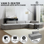 Vani 3-Seater Modular Sofa Set Light Grey Modern Living Room Furniture