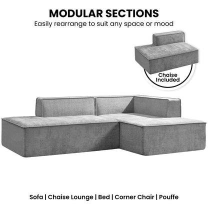 Vani 3-Seater Modular Sofa Set Light Grey Modern Living Room Furniture