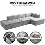 Vani 3-Seater Modular Sofa Set Light Grey Modern Living Room Furniture