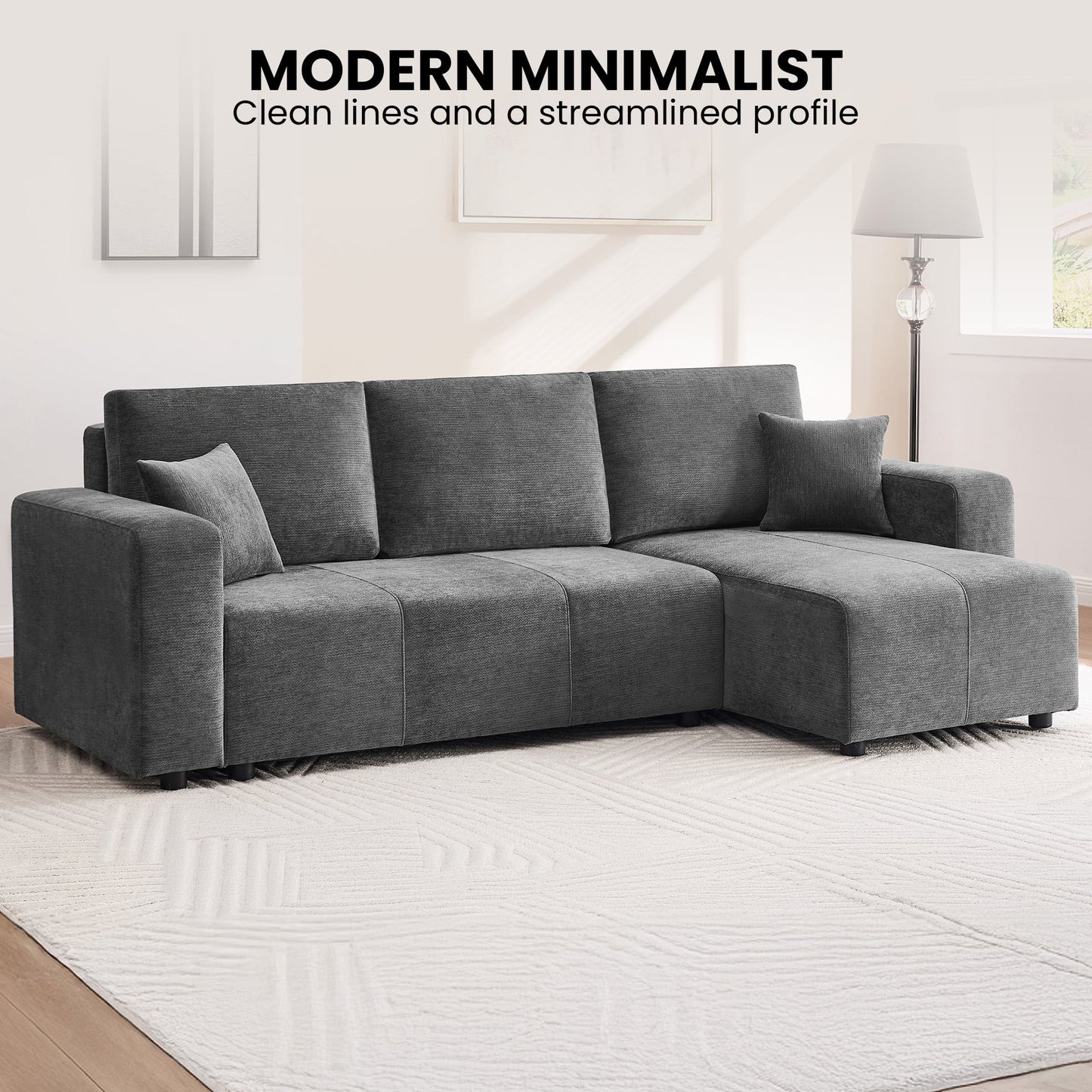 L Shape Sofa Bed Storage 242x142cm