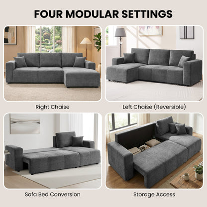 L Shape Sofa Bed Storage 242x142cm