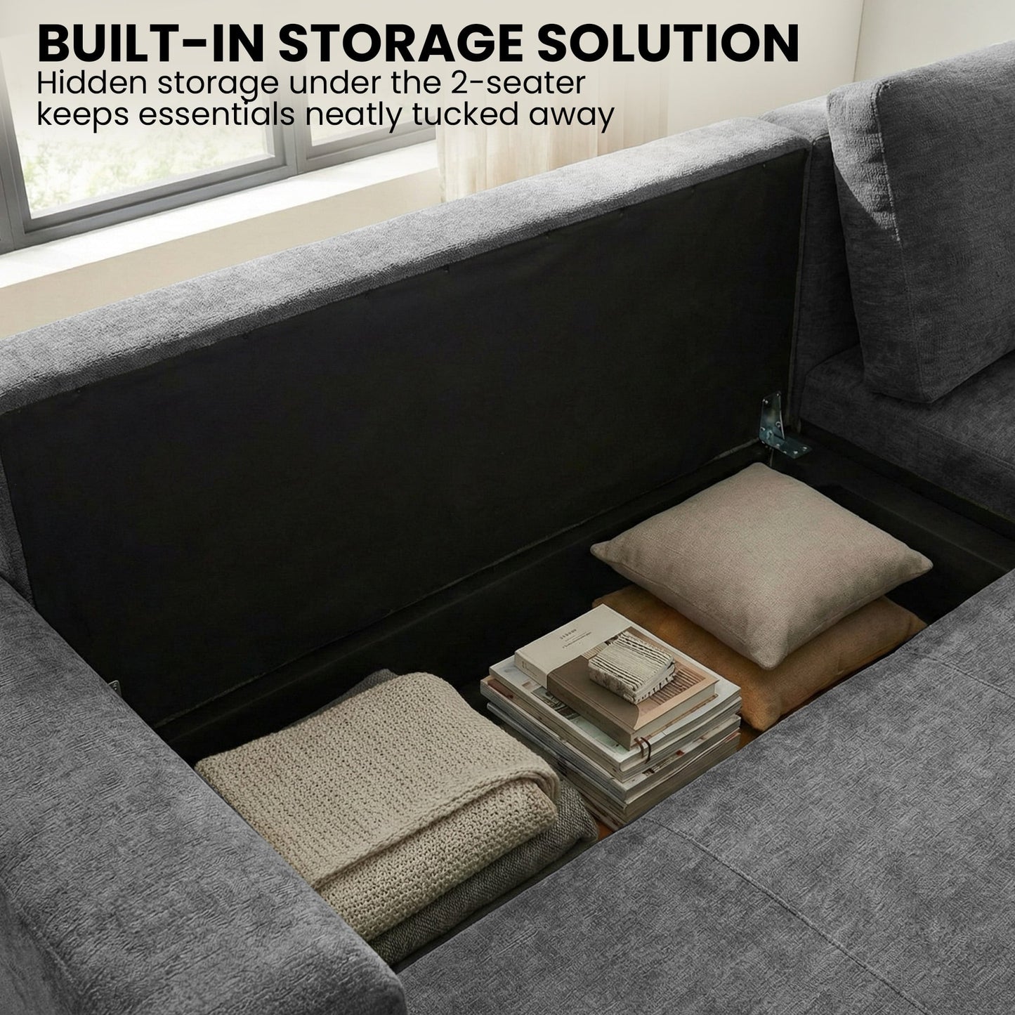 L Shape Sofa Bed Storage 242x142cm