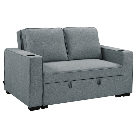Linen Sofa Bed with Cushions & Cup Holders Dark Grey