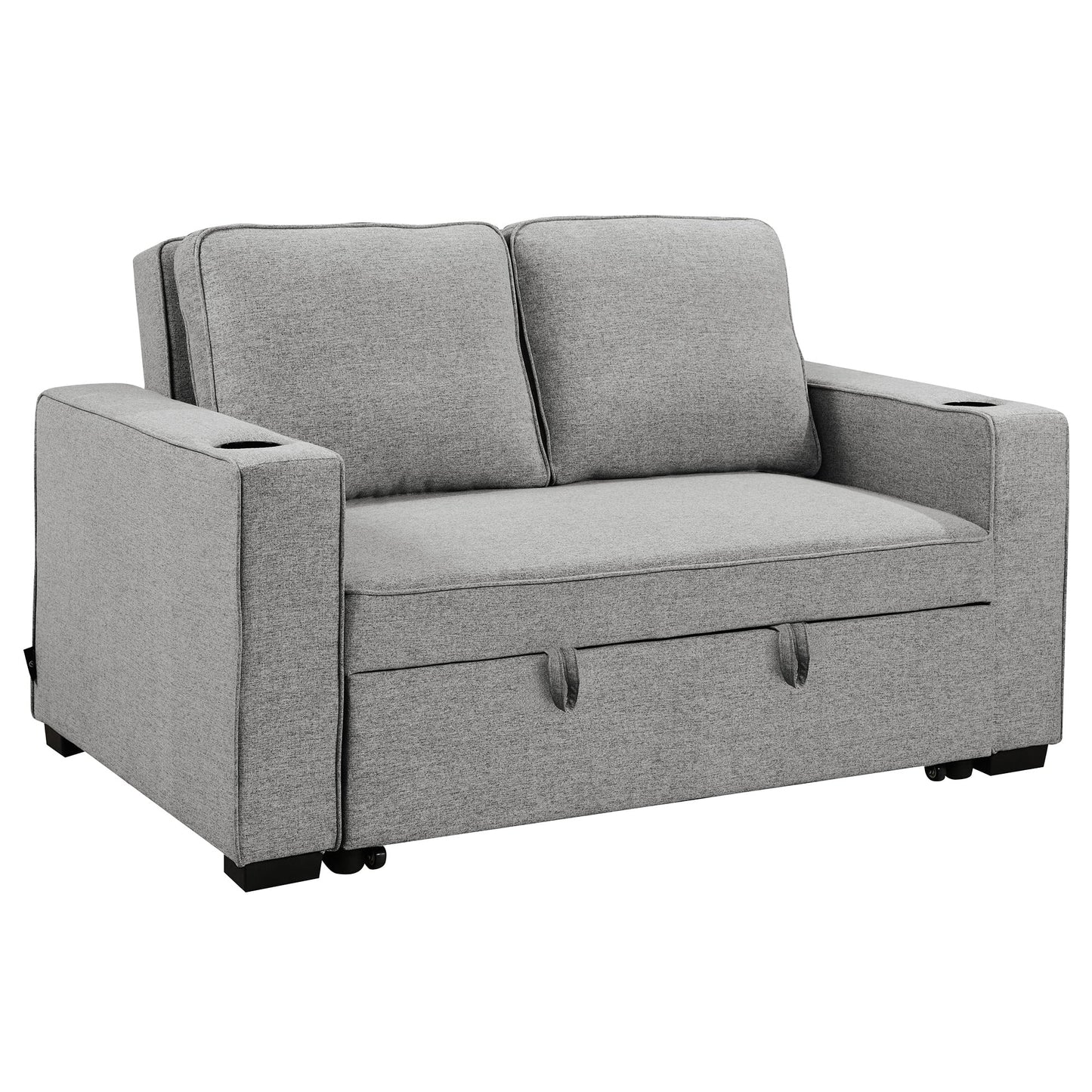 Linen Sofa Bed With Cup Holders 88x150x86cm