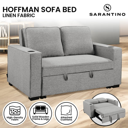 Linen Sofa Bed With Cup Holders 88x150x86cm
