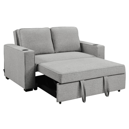 Linen Sofa Bed With Cup Holders 88x150x86cm