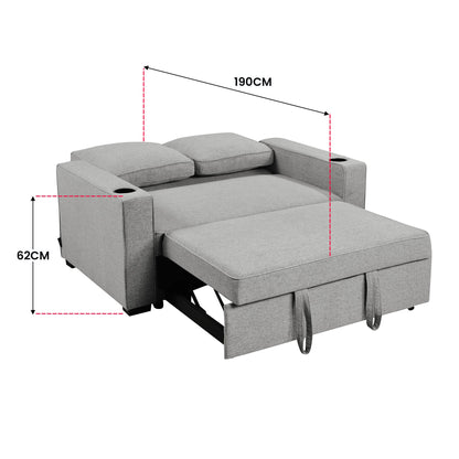 Linen Sofa Bed With Cup Holders 88x150x86cm