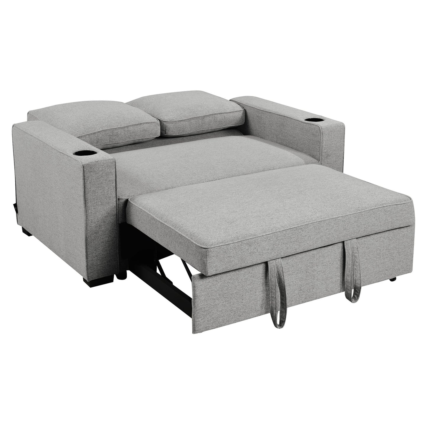 Linen Sofa Bed With Cup Holders 88x150x86cm