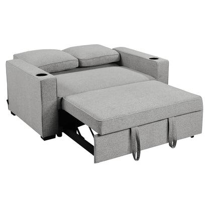 Linen Sofa Bed With Cup Holders 88x150x86cm