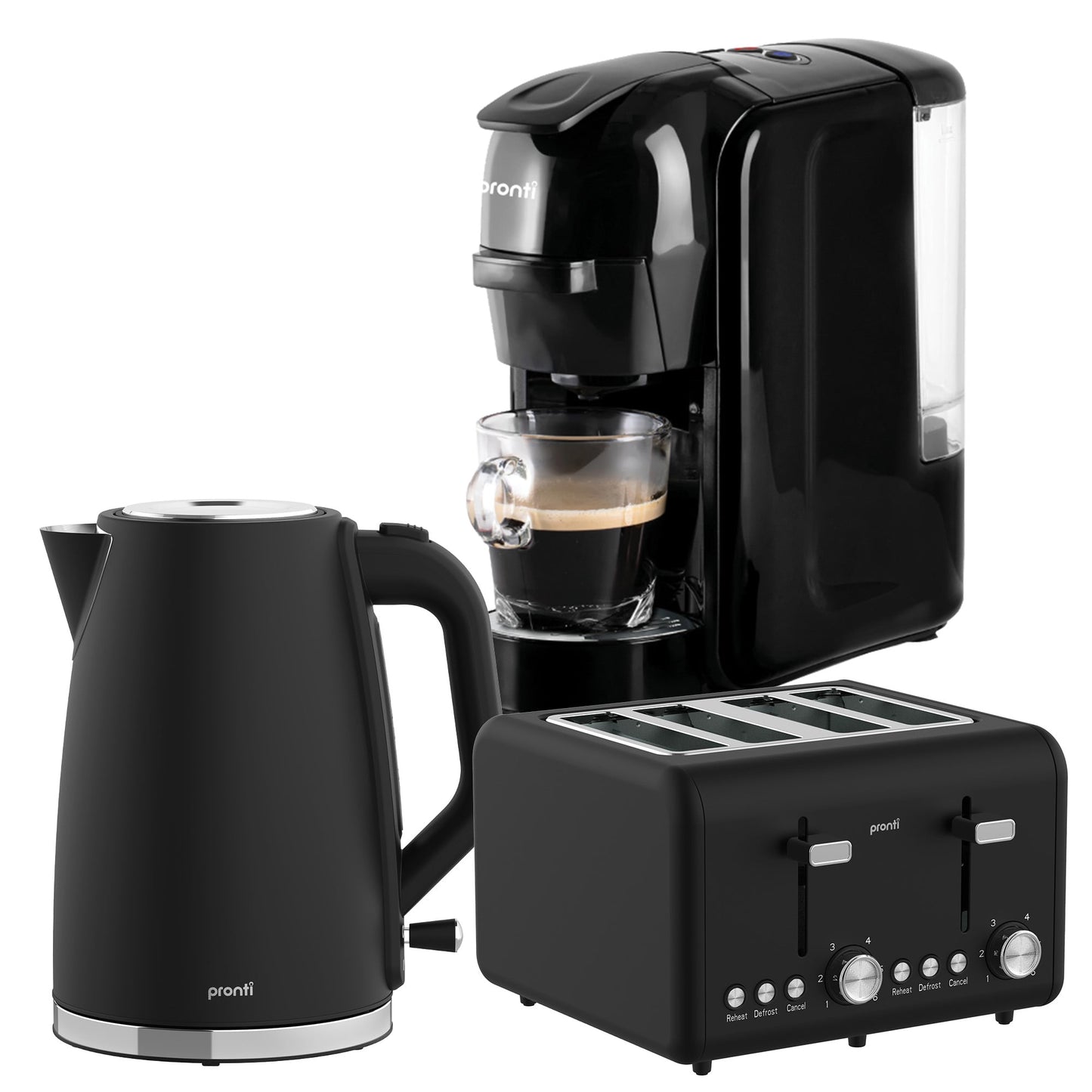 Breakfast Set Silver & Black Stainless Steel