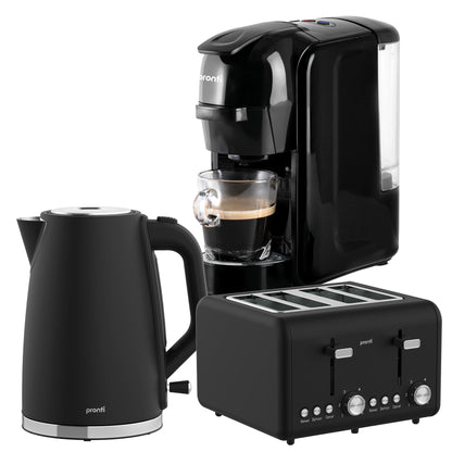 Breakfast Set Silver & Black Stainless Steel
