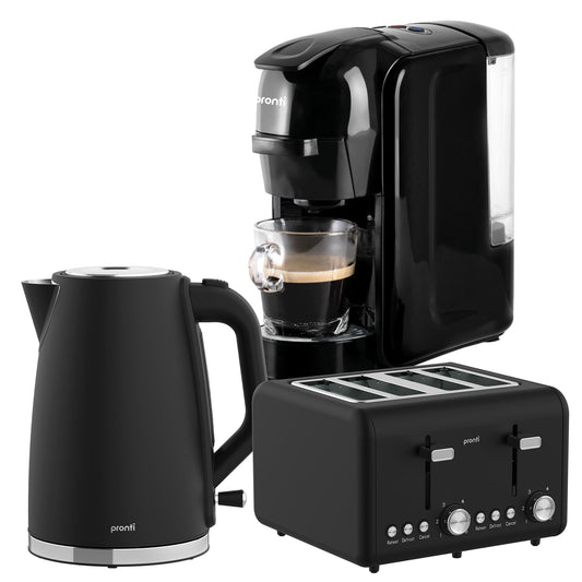 Breakfast Set Silver & Black Stainless Steel