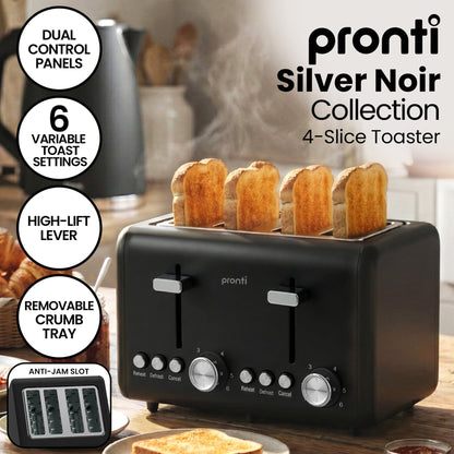 Breakfast Set Silver & Black Stainless Steel