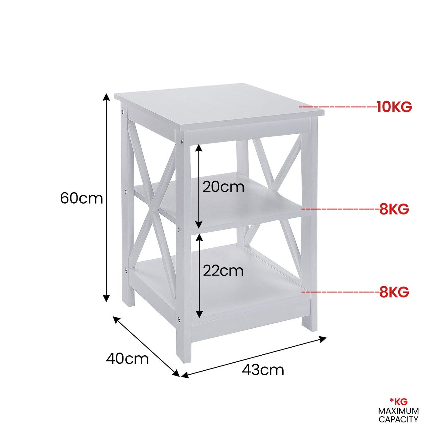 Orson 2-Tier Bedside Table - White