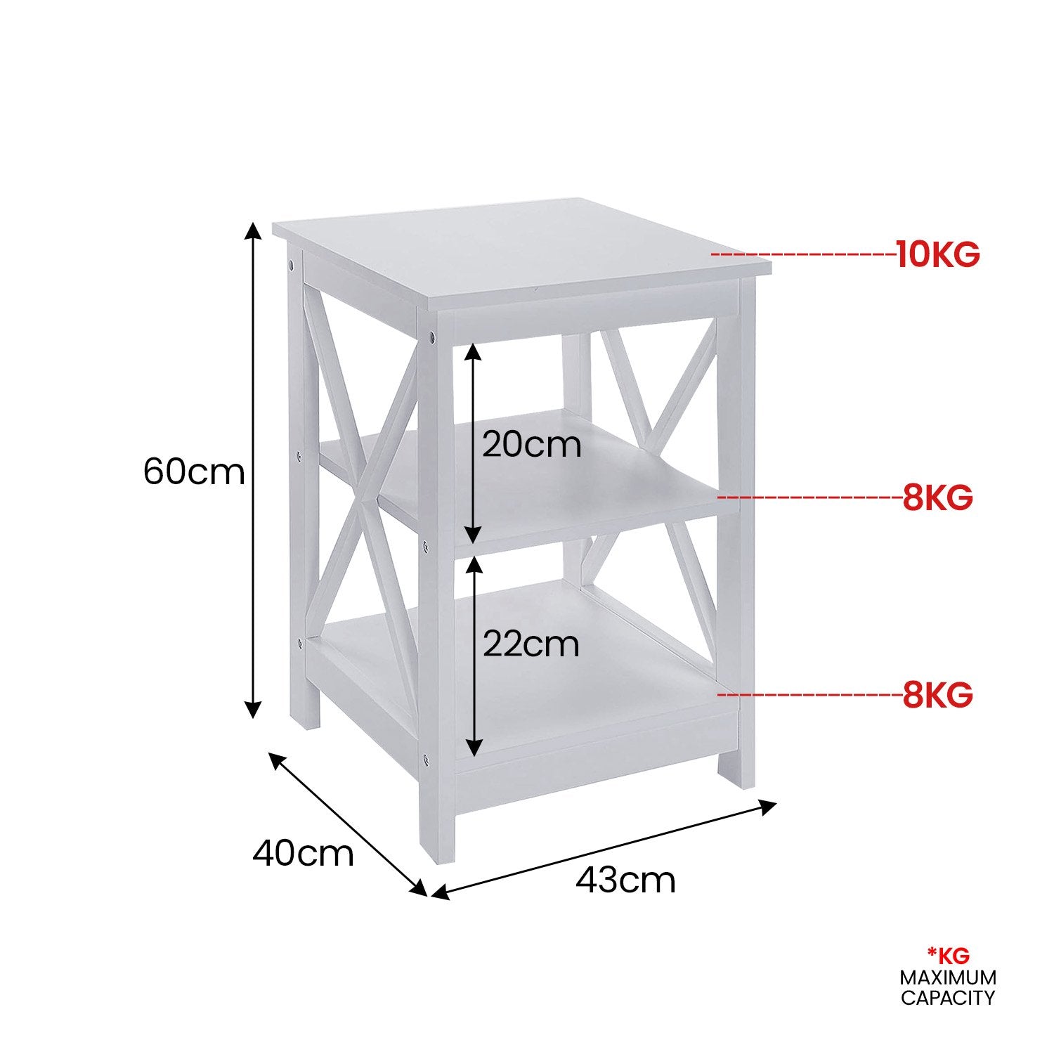 Orson 2-Tier Bedside Table - White