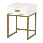 Emilia Bedside Table Night Stand - White/Gold