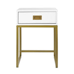 Emilia Bedside Table Night Stand - White/Gold