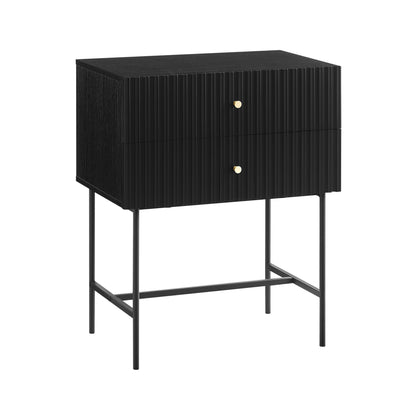 Black 2-Drawer Bedside Table 48x30x60cm