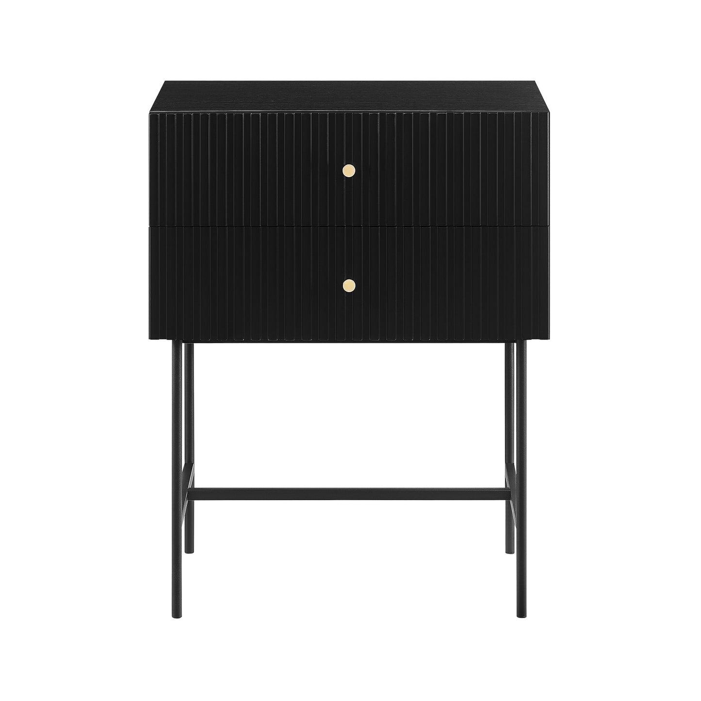 Black 2-Drawer Bedside Table 48x30x60cm