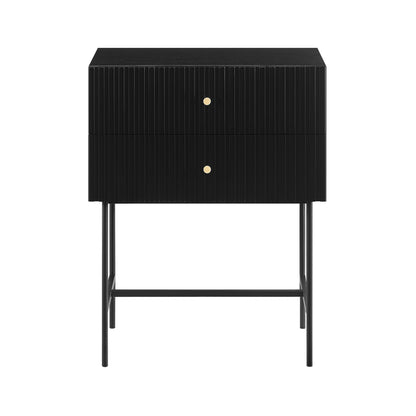 Black 2-Drawer Bedside Table 48x30x60cm