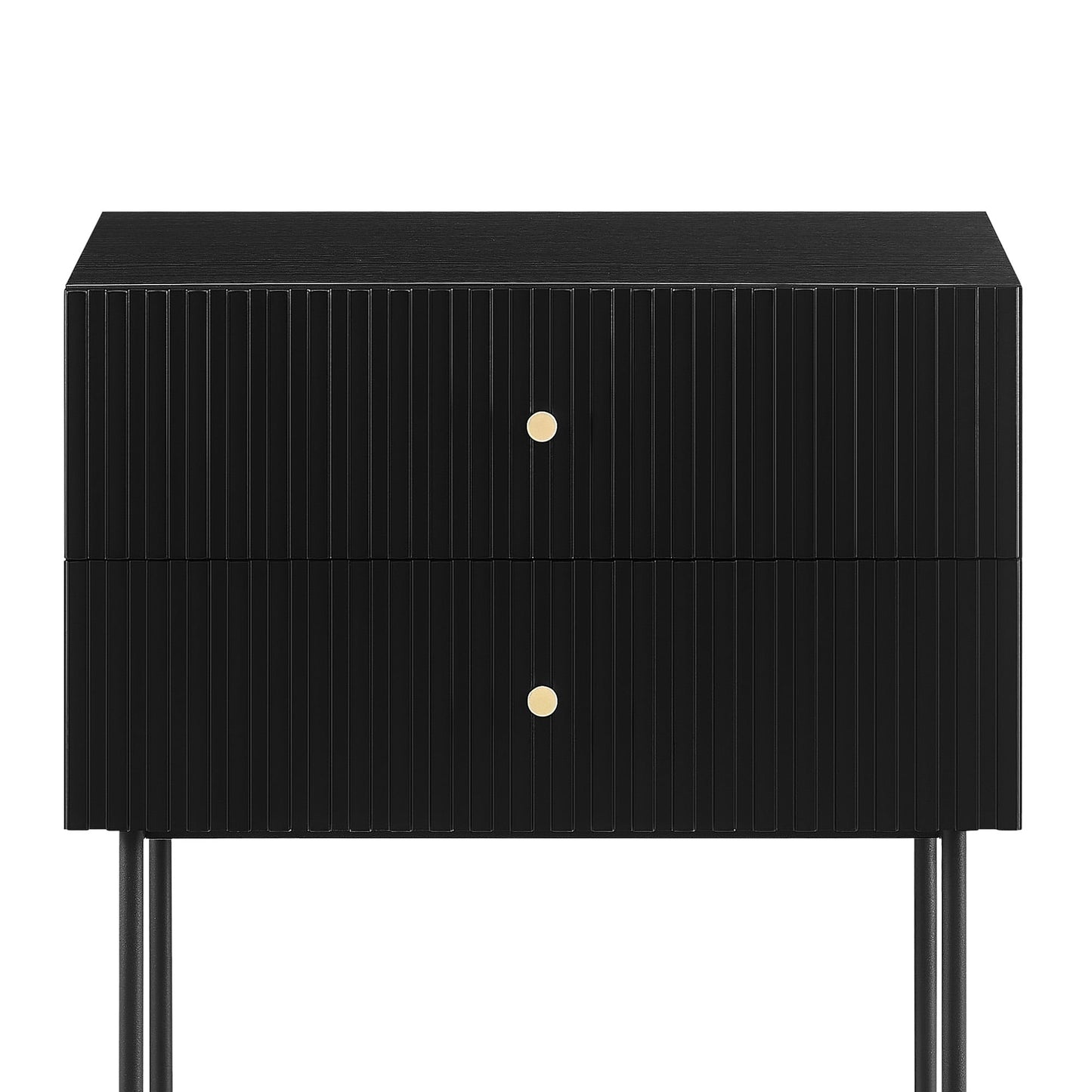 Black 2-Drawer Bedside Table 48x30x60cm