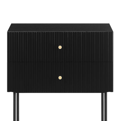 Black 2-Drawer Bedside Table 48x30x60cm