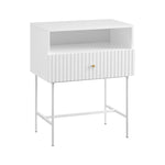 White Fluted Bedside Table Cecil Elegance